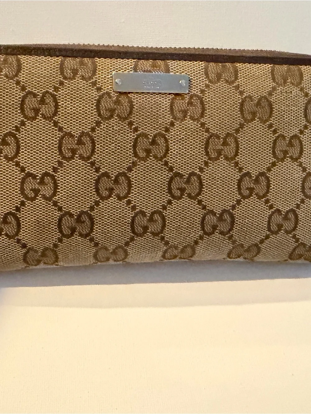 Gucci Brown and Beige GG Canvas Zip Wallet